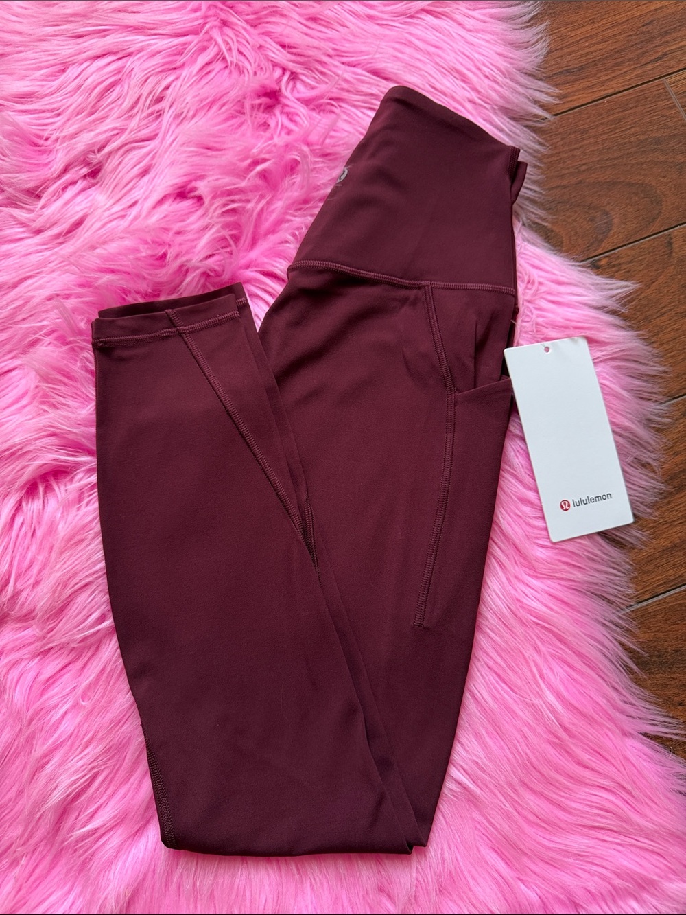 Size 4 lululemon align 25” pockets red merlot NWT